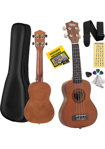 UKX-901M Brown Soprano Ukulele (Askı Çanta Metod Pena)