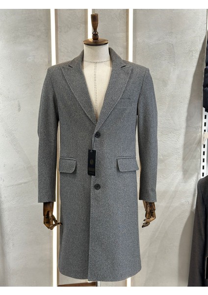 Dostumgiyim Erkek Gömlek Yaka Palto Kaban Siyah Baba Klasik