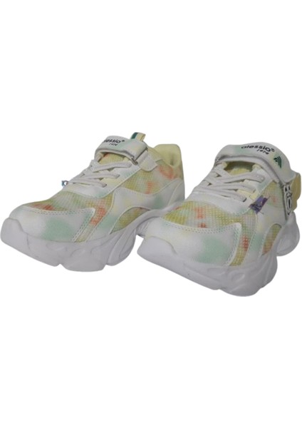 Kız Çocuk Beyaz Sarı Ortopedik Taban Günlük Şık Yürüyüş Ayakkabısı ALSIO54-544 fiyatları
