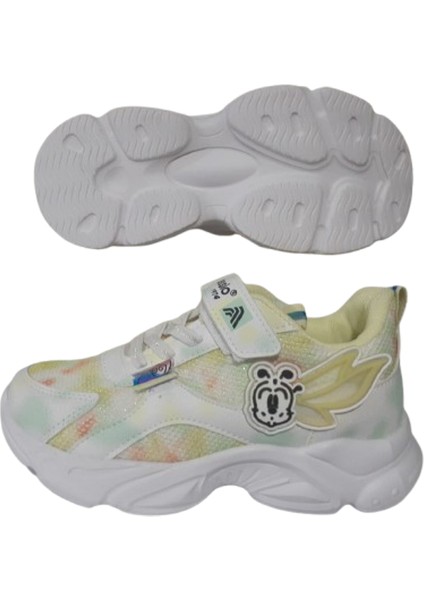 Kız Çocuk Beyaz Sarı Ortopedik Taban Günlük Şık Yürüyüş Ayakkabısı ALSIO54-544 modelleri