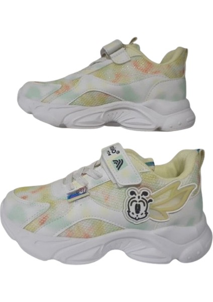 Kız Çocuk Beyaz Sarı Ortopedik Taban Günlük Şık Yürüyüş Ayakkabısı ALSIO54-544 fırsatları