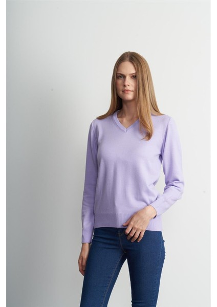 Çetinkaya Miramira Kadın V Yaka Lila Kazak fiyatları
