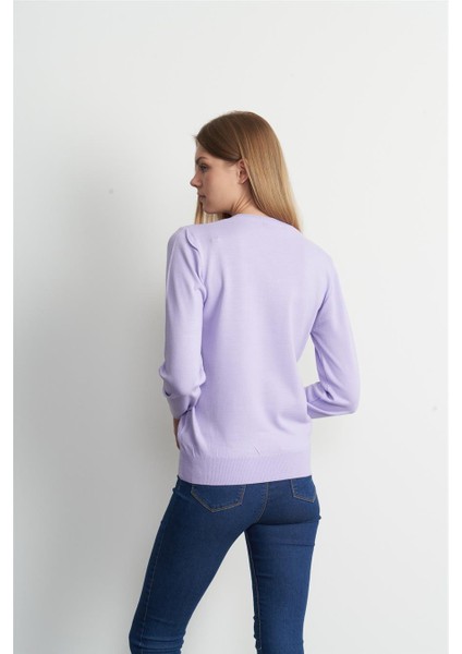 Çetinkaya Miramira Kadın V Yaka Lila Kazak fırsatları