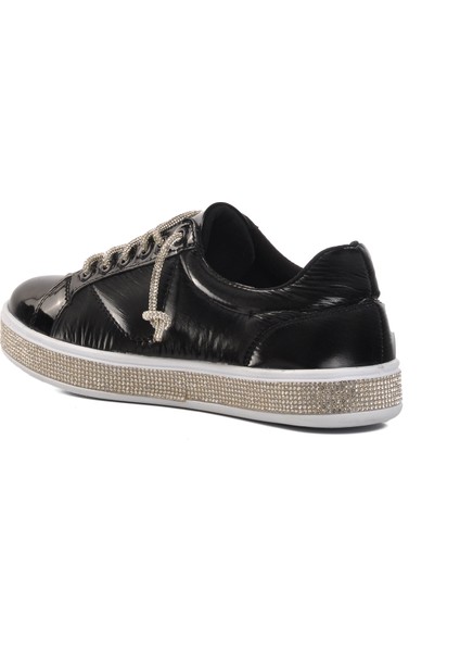 A201 Siyah Rugan Bağcıklı Taşlı Kadın Sneaker fırsatları