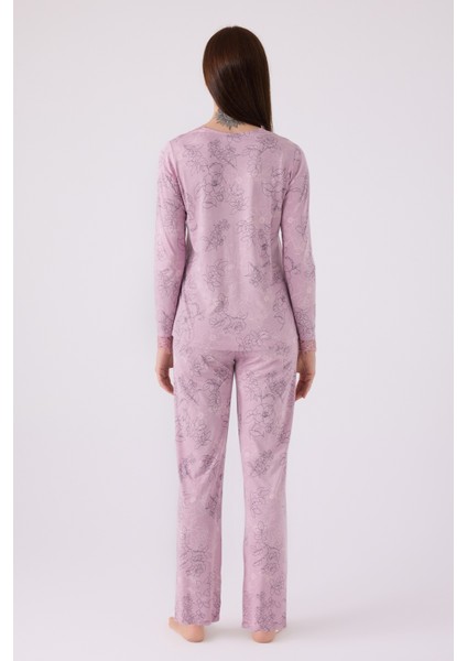 8874 Kadın Önden Düğmeli Pijama Takım modelleri