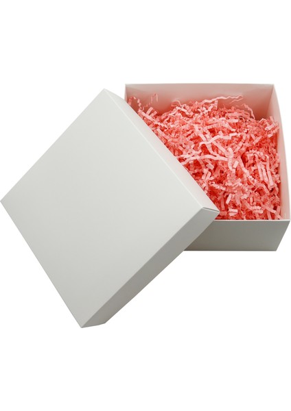 20 x 20 cm Beyaz Pembe Kırpıntılı Boş Hediye Kutusu 1 Adet