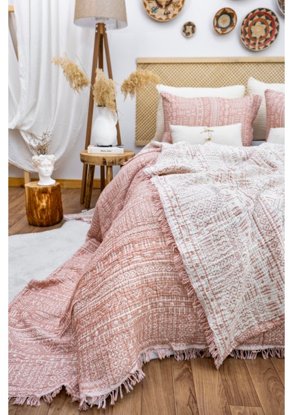 Aztek Desen 4 Katlı Multi Muslin %100 Pamuk Çift Kişillik Battal Boy fırsatları