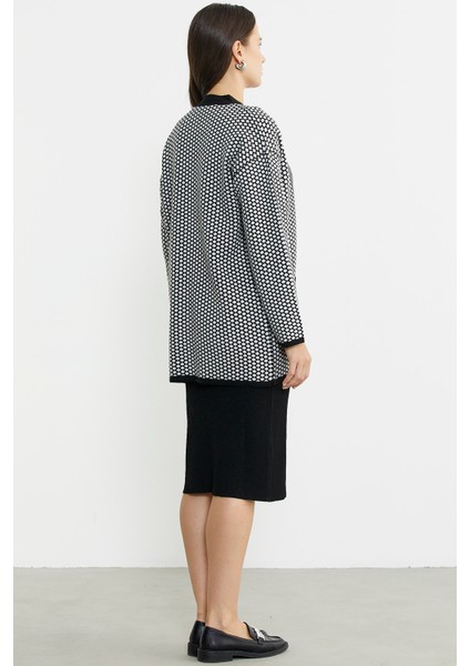 Oversize Cepli Petek Motifli Triko Ceket - Siyah indirimleri