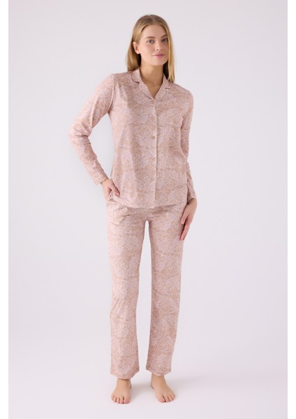 8880 Kadın Önden Düğmeli Pijama Takım