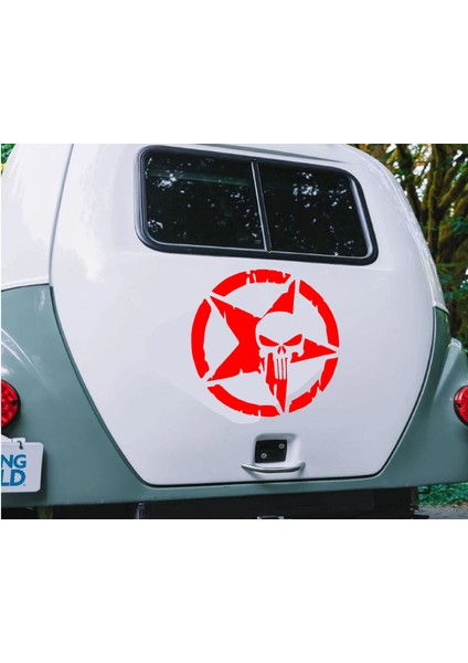 Punisher Kurukafa Askeri Yıldız Araba Oto Motosiklet Karavan Sticker 00473 indirimleri