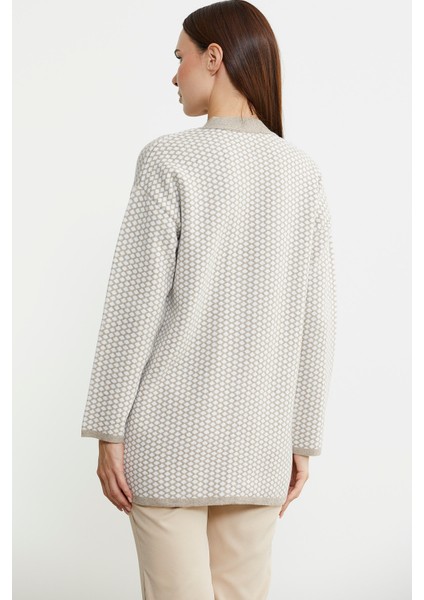 Oversize Cepli Petek Motifli Triko Ceket - Vizon indirimleri