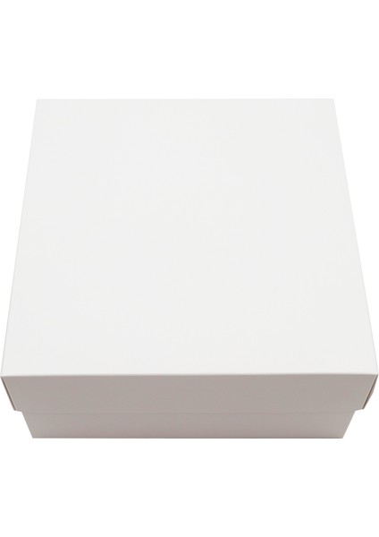 20 x 20 cm Beyaz Kırmızı Kırpıntılı Boş Hediye Kutusu 1 Adet