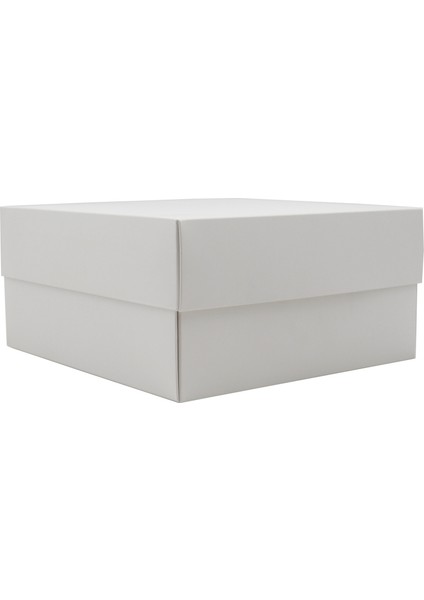 20 x 20 cm Beyaz Kırmızı Kırpıntılı Boş Hediye Kutusu 1 Adet