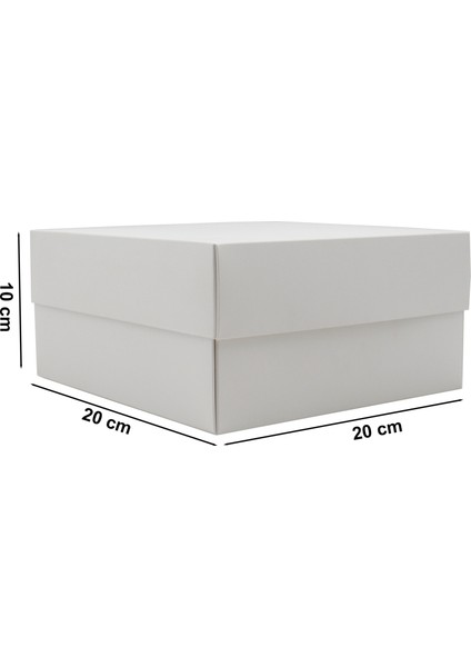 20 x 20 cm Beyaz Kırmızı Kırpıntılı Boş Hediye Kutusu 1 Adet