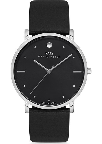 Rms Grandmaster GR.1.AG1354.08 Deri Kordonlu Kristal Camlı Suya Dayanıklı Siyah Kadın Kol Saati