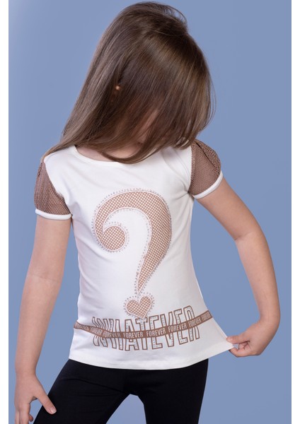 Kız Çocuk Nakışlı Taş Işlemeli Tişört