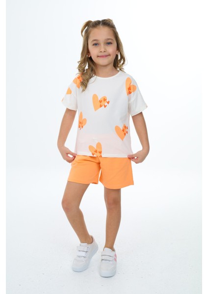 Kız Çocuk Baskılı Şortlu Takım