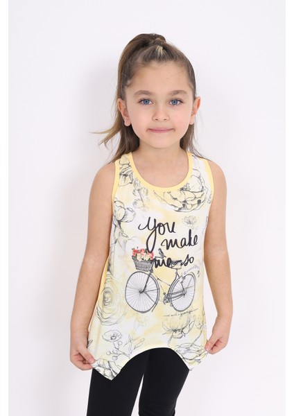 Kız Çocuk Bisiklet Baskılı Atlet