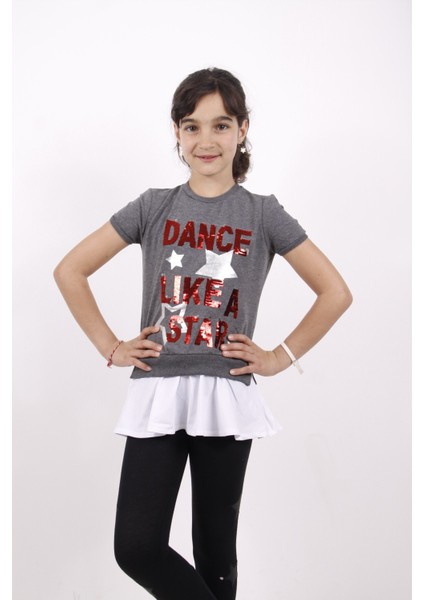 Kız Çocuk Dance Pul Nakışlı Tişört