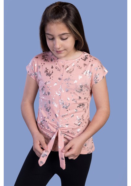 Kız Çocuk Varak Baskılı Tişört