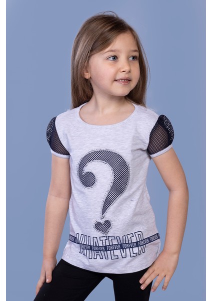 Kız Çocuk Nakışlı Taş Işlemeli Tişört