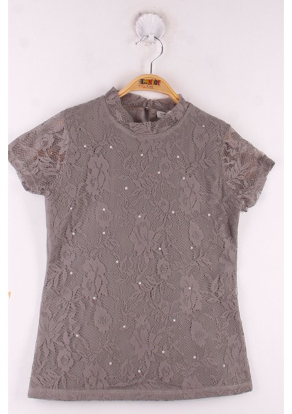 Kız Çocuk Yaka Dantelli Okul Tişört