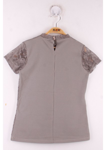 Kız Çocuk Yaka Dantelli Okul Tişört fiyatları