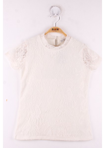 Kız Çocuk Yaka Dantelli Okul Tişört modelleri