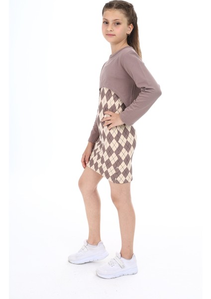 Kız Çocuk 2li Takım Baskılı Elbise modelleri