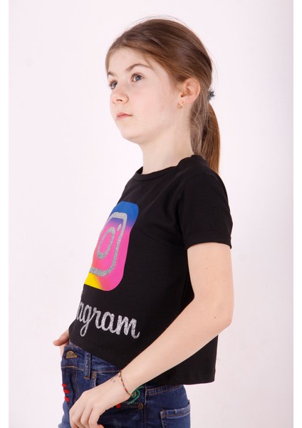 Kız Çocuk Instagram Baskılı Tişört