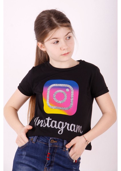 Kız Çocuk Instagram Baskılı Tişört modelleri