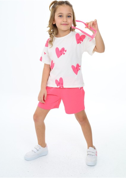 Kız Çocuk Baskılı Şortlu Takım