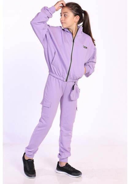 Kız Çocuk Cüzdan Detaylı Eşofman Takımı