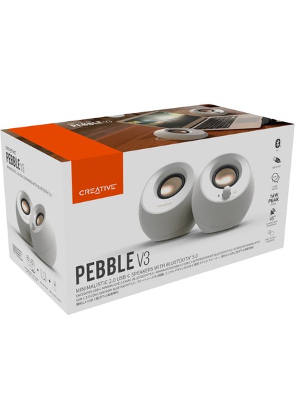 Pebble V3 2.0 Usb-C - Bluetooth 5.0, 16W Multimedya Stereo Hoparlör Seti - Beyaz