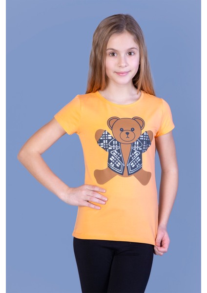 Kız Çocuk Ayıcık Baskılı Tişört