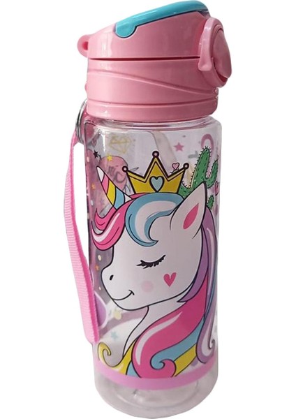 Prenses Unicorn 500 ml Çocuk Suluk Matara Pipetli