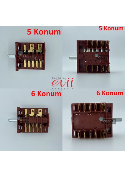 Çetintaş Evii Fırın Komutatörü - Şalteri - Anahtarı 5 Konumlu