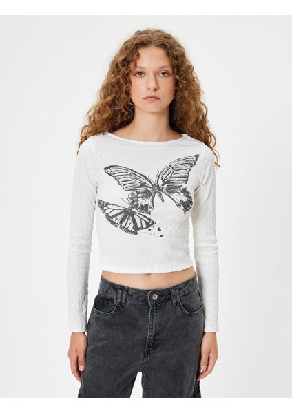 5WAL10064IK 010 Ekru Genc Kız Elastan Jersey Sweatshırt modelleri