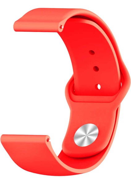 Amazfit Bip 3 Pro Uyumlu (20MM) Klasik Silikon Kordon-11 Kırmızı