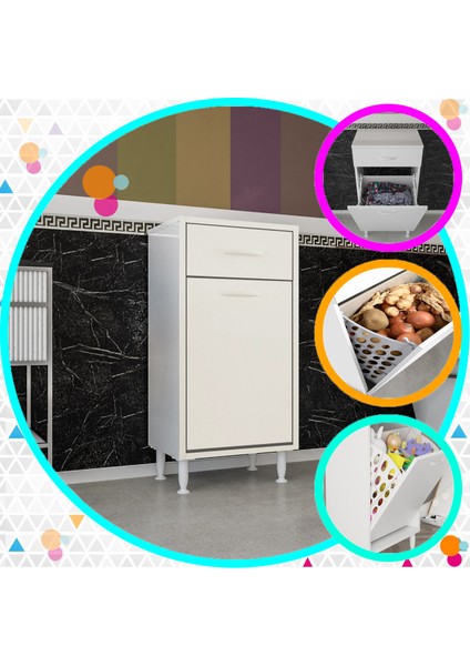 Mutfak Dolabı Sepetli Banyo Dolabı Kirli Camasır Dolabı Oyuncak Dolabı Çok Amaçlı Dolap