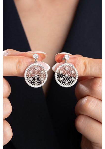 925 Ayar Gümüş Yaşam Çiçeği Küpe