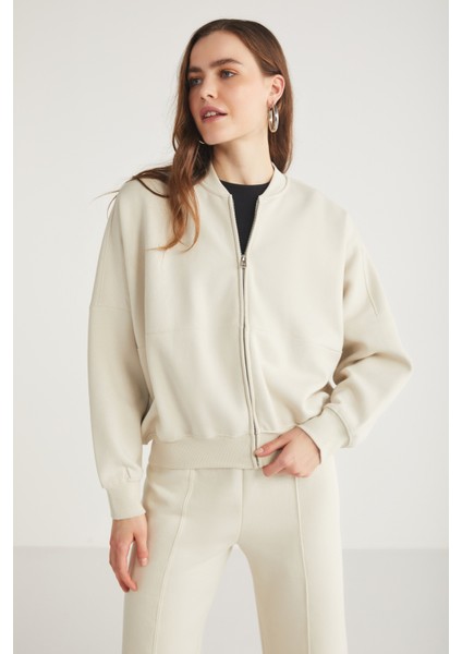 Robins 100% Pamuk İçi Polarsız Patı Fermuarlı Bej Bomber Ceket indirimleri