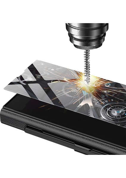 ​Galaxy Z Fold 6 Kılıf Kamera Korumalı Kartlıklı Kalem Bölmeli Zore Kıpta Marble Drago Kılıf