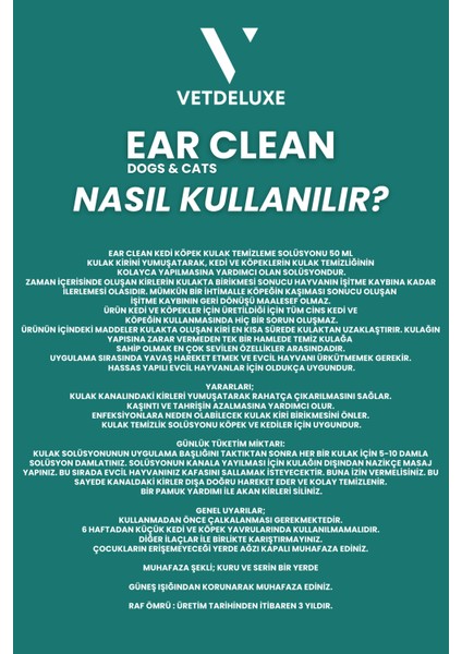 Ear Clean Hijyen Losyon Kediler ve Köpekler Için Kulak Temizleme ve Bakım Solüsyonu 50
