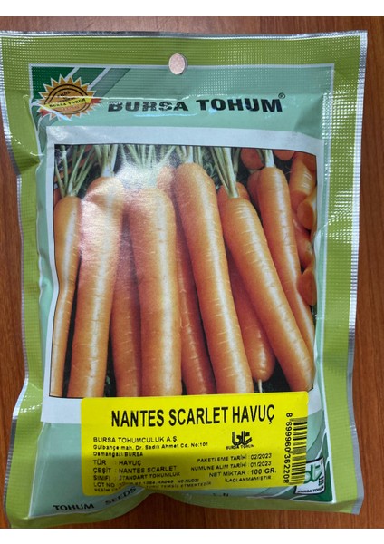 Bursa Tohum Nantes Scarlet Havuç Tohumu 100 Gr