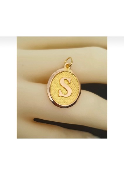 14 Ayar Altın Vintage Oval S Harf Kolye Ucu Özden Kuyumcusu