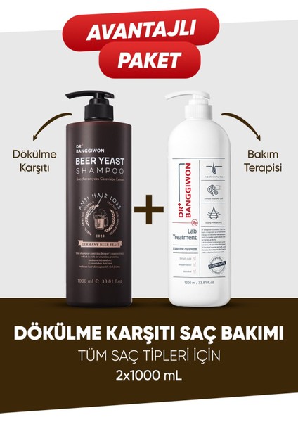 Beer Yeast Şampuanı 1000 ml + Lab Trement Bakım Kompleksi 7 Protein 1000 ml