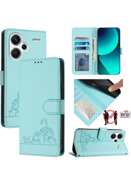 Xiaomi Redmi Için Not 13 Pro Artı 5g Kedi Rfıd Cüzdan Kapak Çevirin Kart (Yurt Dışından)