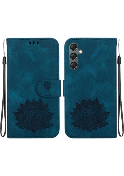 Samsung Galaxy A24 4g Kabartma Lotus Çiçek Cüzdan Manyetik Için Flip Case (Yurt Dışından)