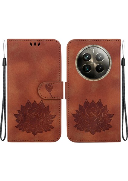 Realme 12 Pro Artı 5g Için Flip Case Cüzdan Kabartma Lotus Çiçek Kickstand (Yurt Dışından)